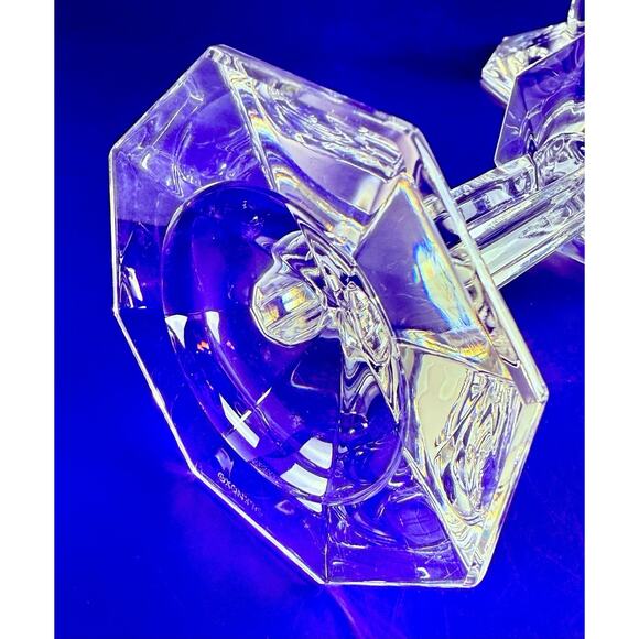 Lenox Ovations Crystal Candlestick Holders Set Of 2 Dual Pillers 5” Grannycore - Picture 6 of 10
